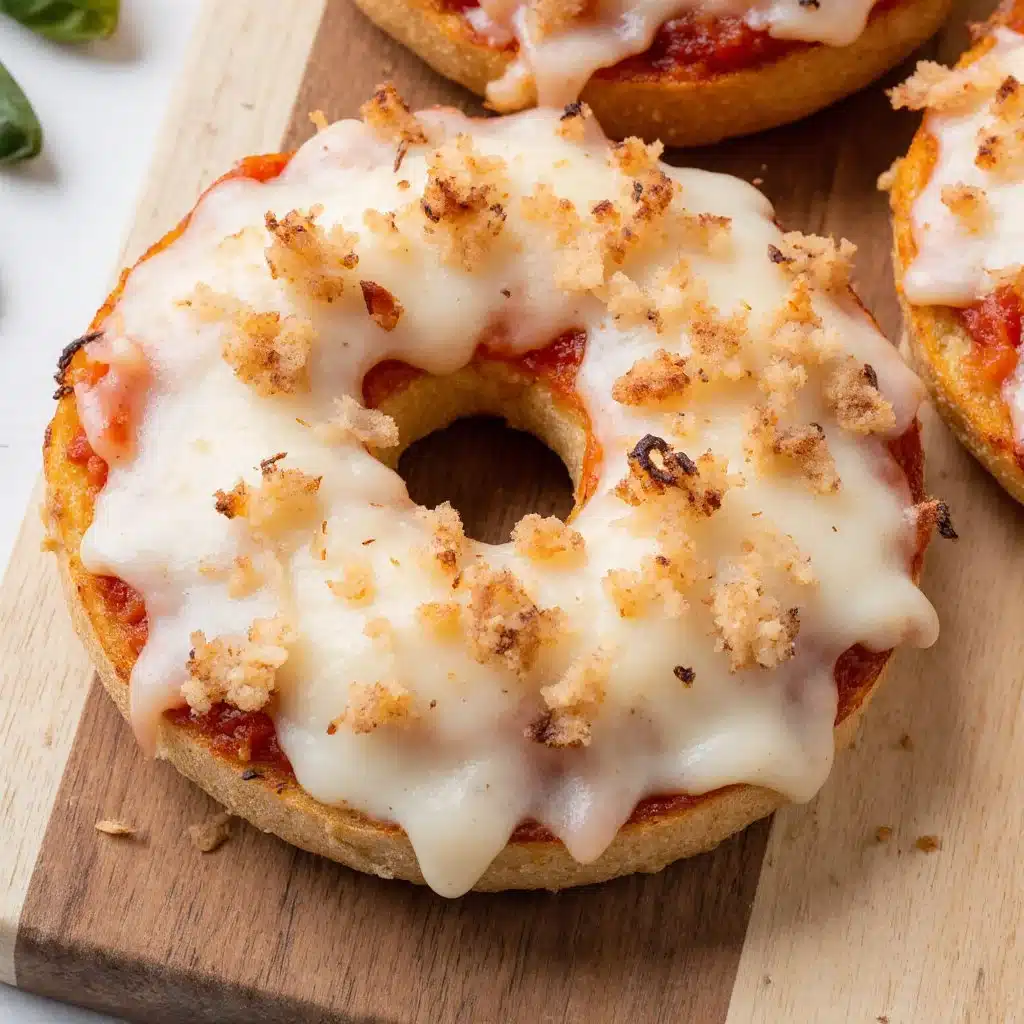 Delicious air fryer bagel pizza topped with cheese and pepperoni