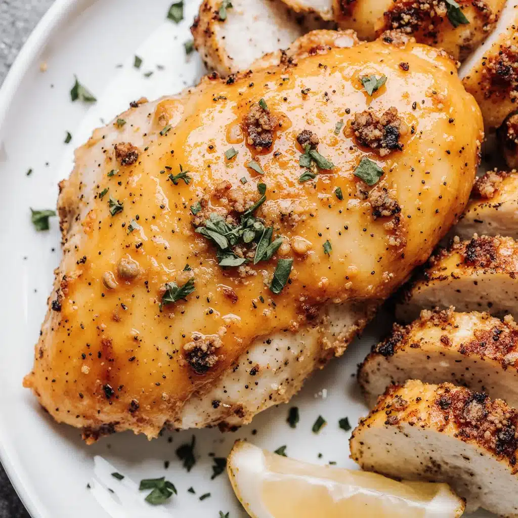 Juicy air fryer chicken breast served with vegetables and herbs