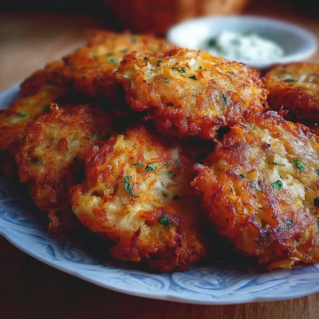 Crispy cabbage onion fritters served on a plate garnished with herbs