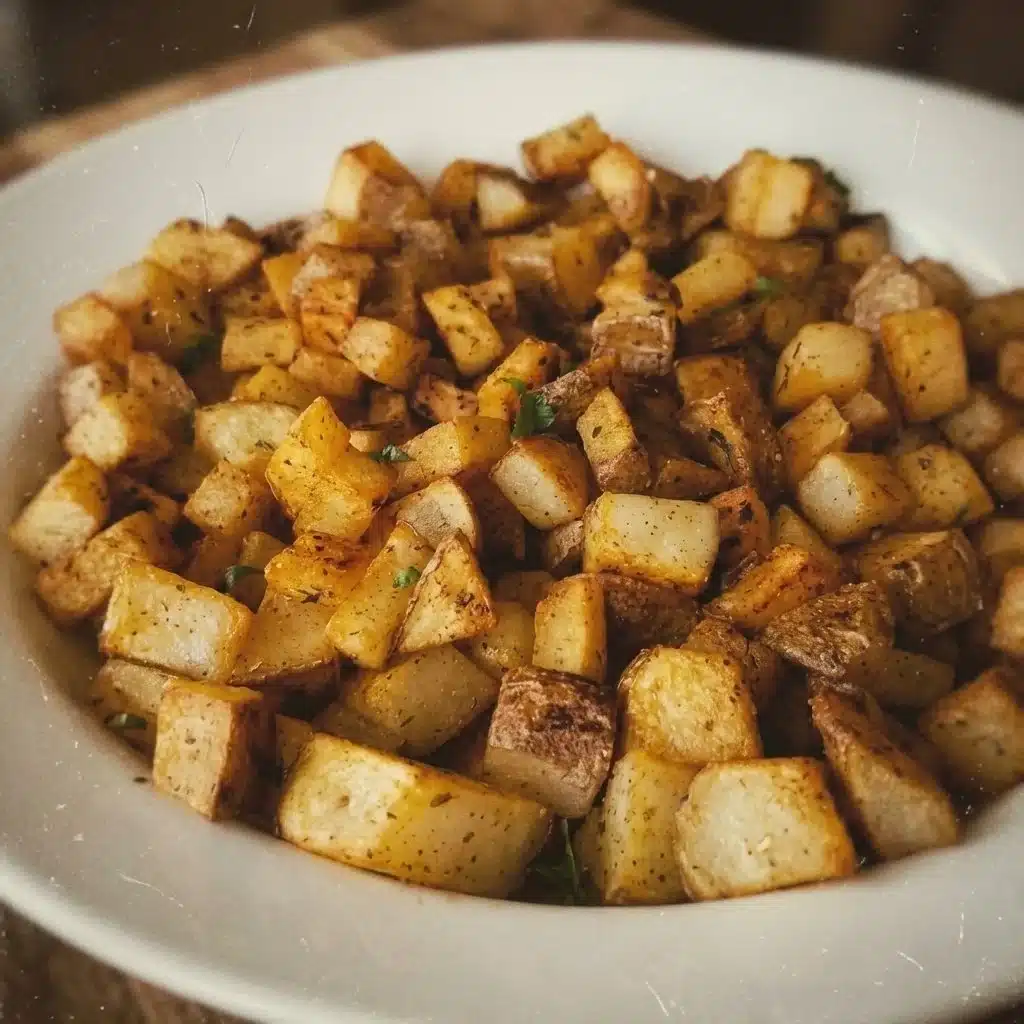 Easy breakfast potatoes dish with crispy golden pieces.