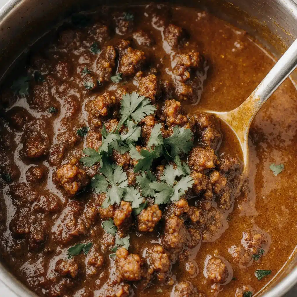 Delicious Indian Ground Beef Curry served in a bowl, ready to enjoy