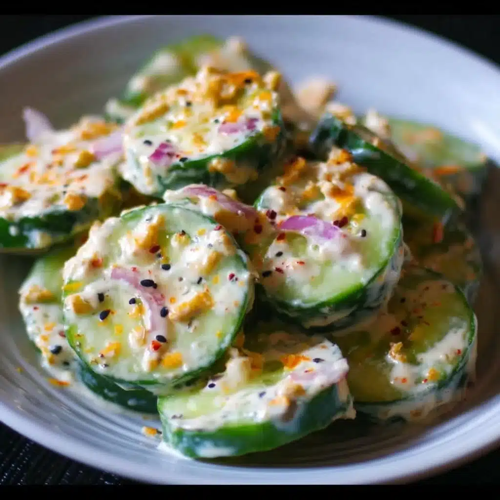 Delicious Jalapeno Popper Cucumber Salad with fresh ingredients