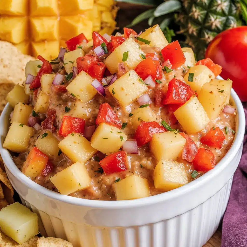 Fresh Pineapple Mango Salsa in a bowl with colorful ingredients