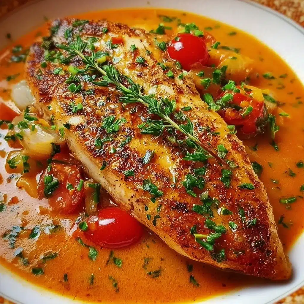 Delicious Red Snapper fillet topped with flavorful Creole sauce