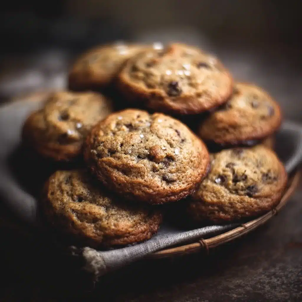 Freshly baked banana bread cookies on a cooling rack.