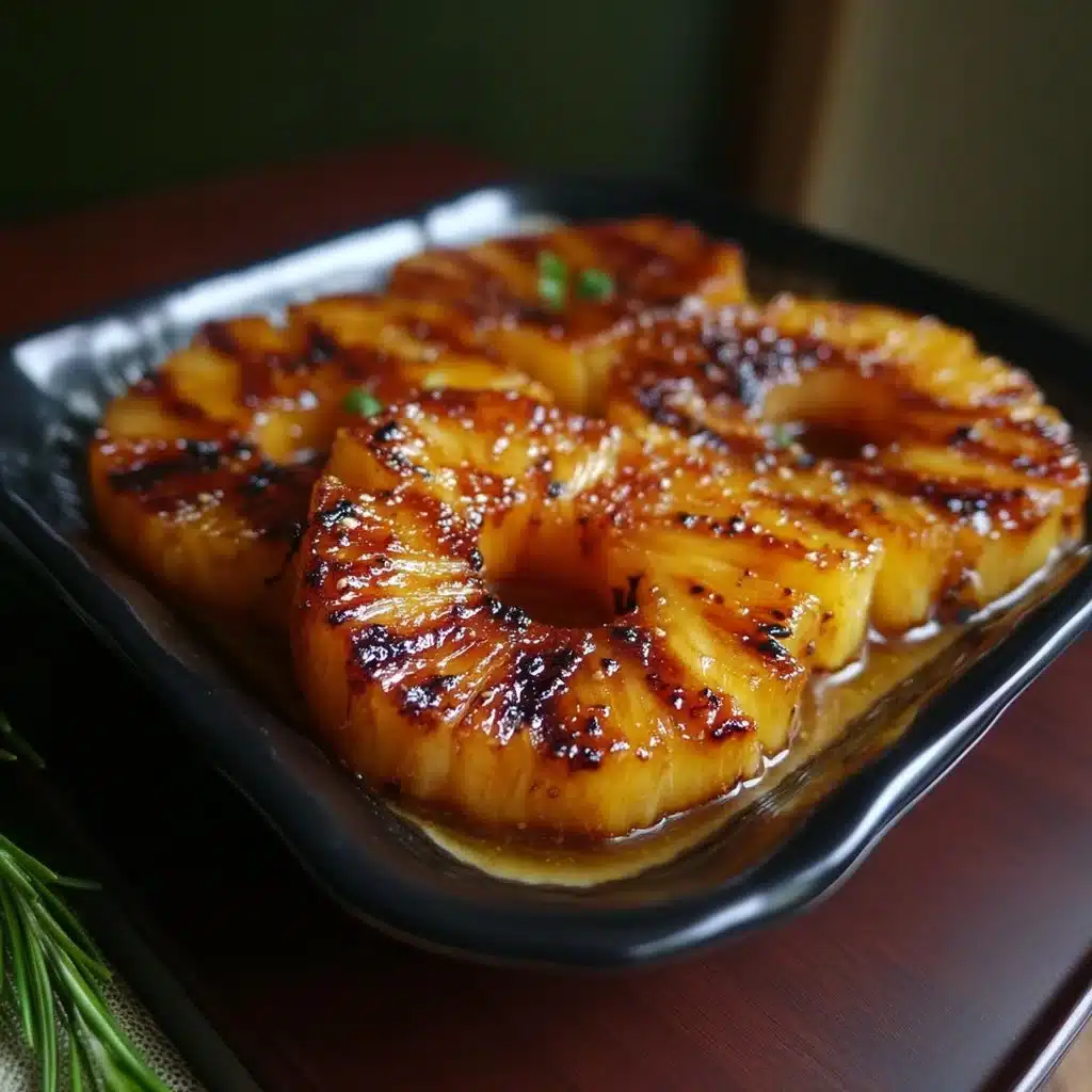 Delicious brown sugar grilled pineapple served on a plate