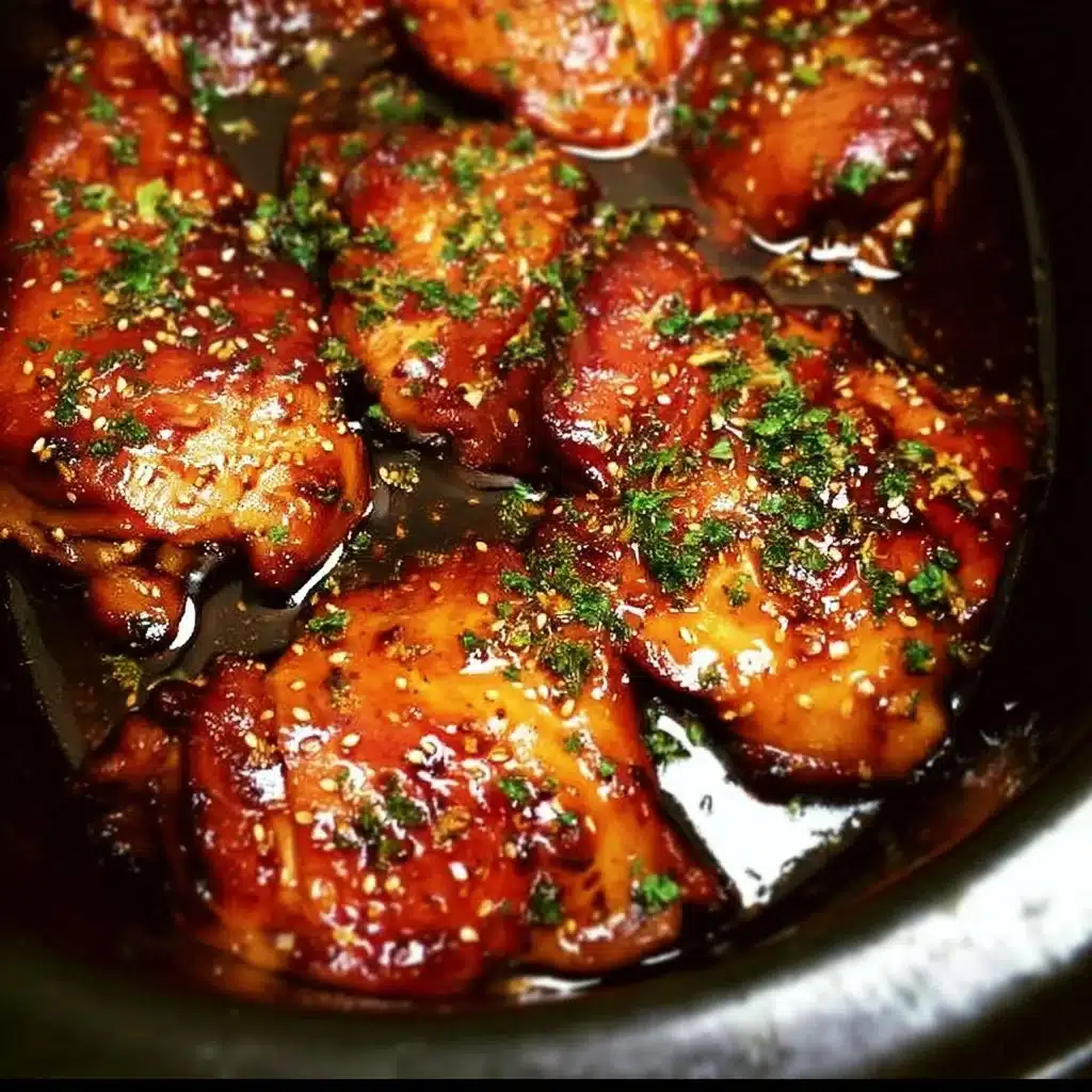 Delicious Crock Pot Honey Garlic Chicken served with vegetables