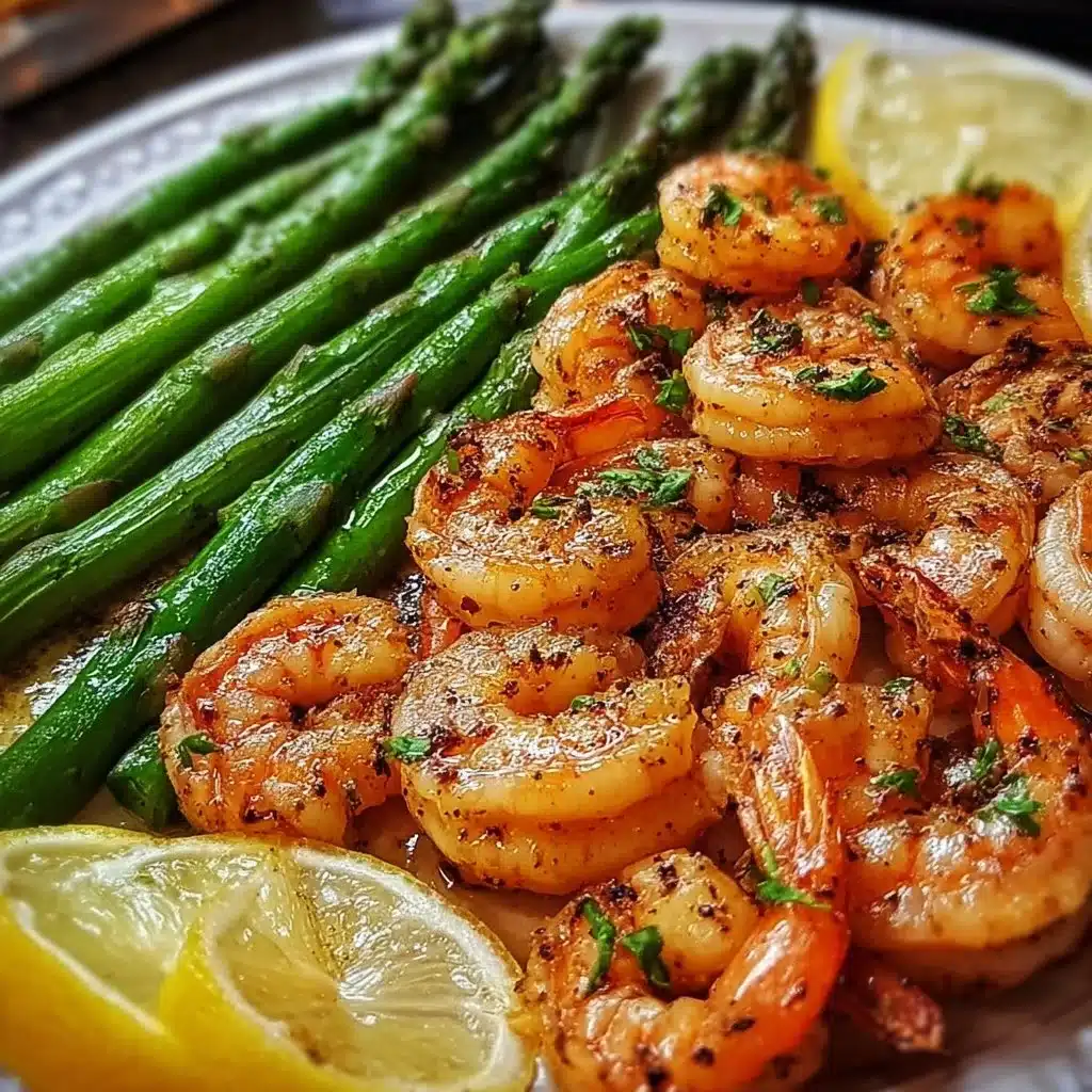 Delicious Lemon Garlic Shrimp and Asparagus dish on a plate