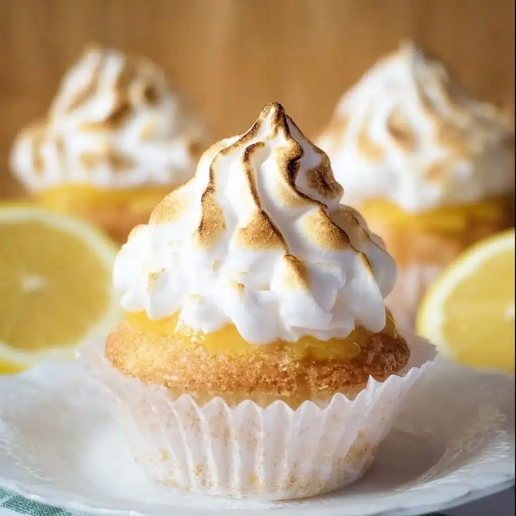 Delicious Lemon Meringue Cupcakes with meringue topping and lemon zest