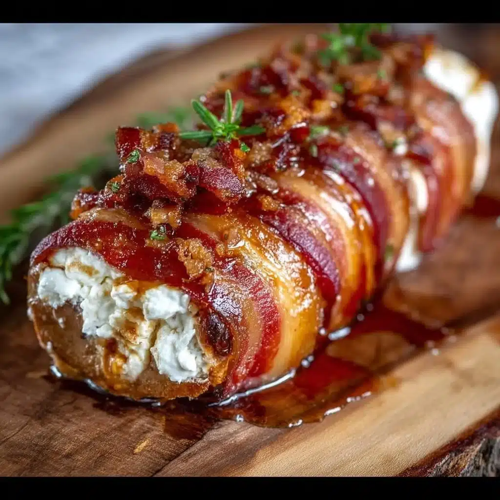 Million Dollar Bacon Goat Cheese Appetizer Log with crispy bacon and creamy cheese