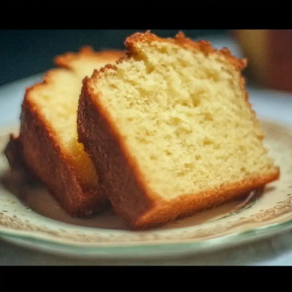 Slice of Old Fashioned Pound Cake on a plate
