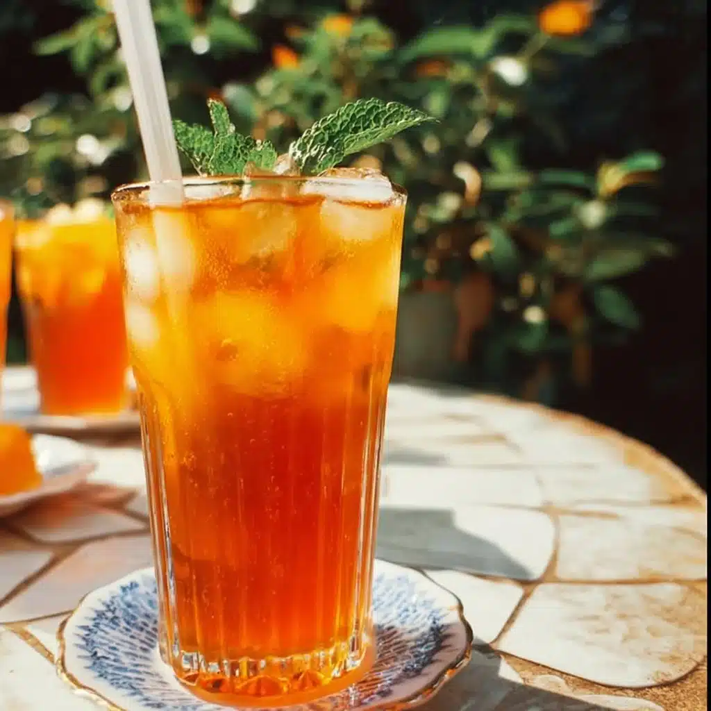 Delicious Peach Iced Tea in a glass with fresh peach slices