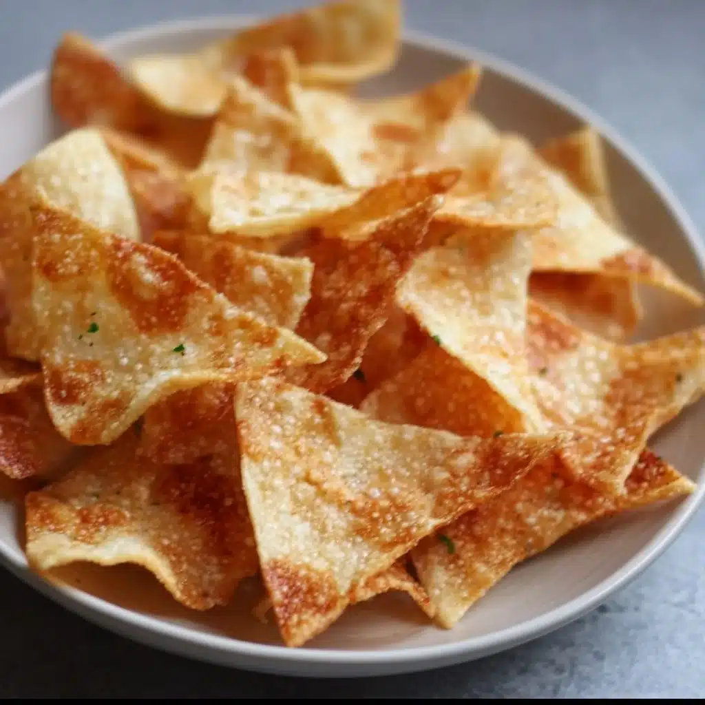Perfect air fryer rice paper chips ready to serve as a healthy snack