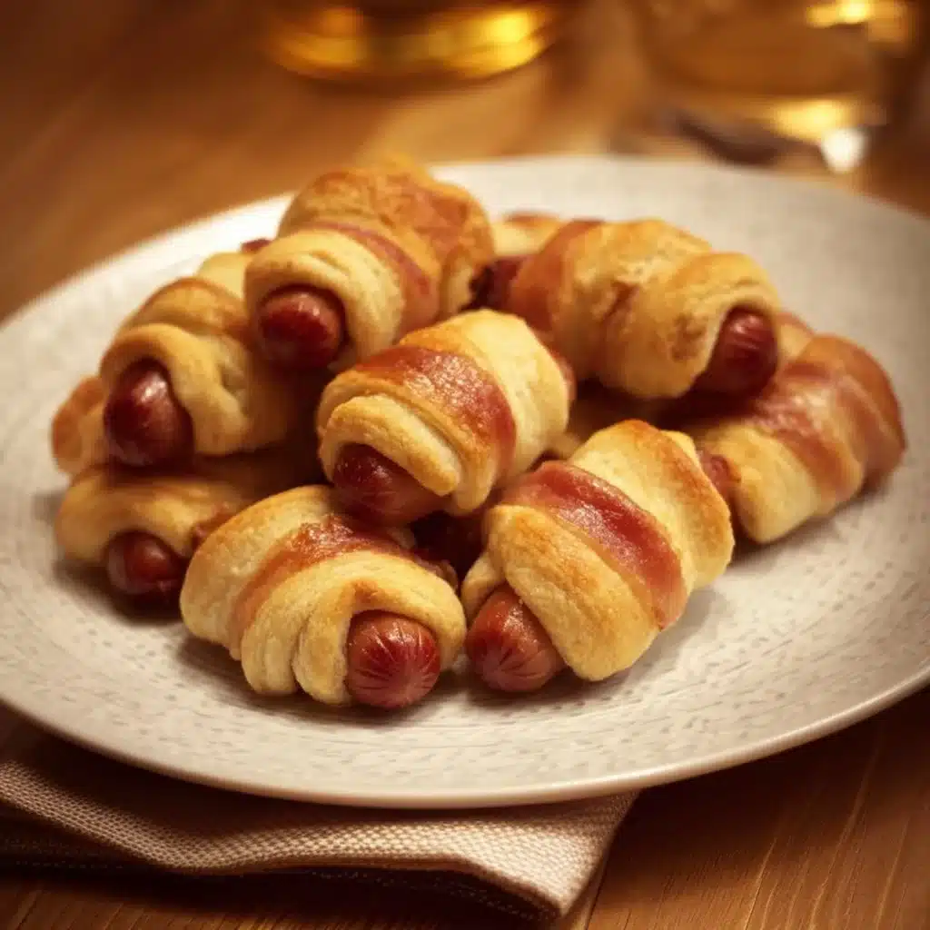 Delicious pigs in a blanket served on a platter