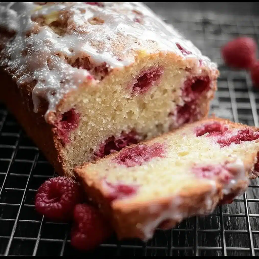 Delicious Raspberry Lemon Loaf Cake with fresh raspberries and lemon zest