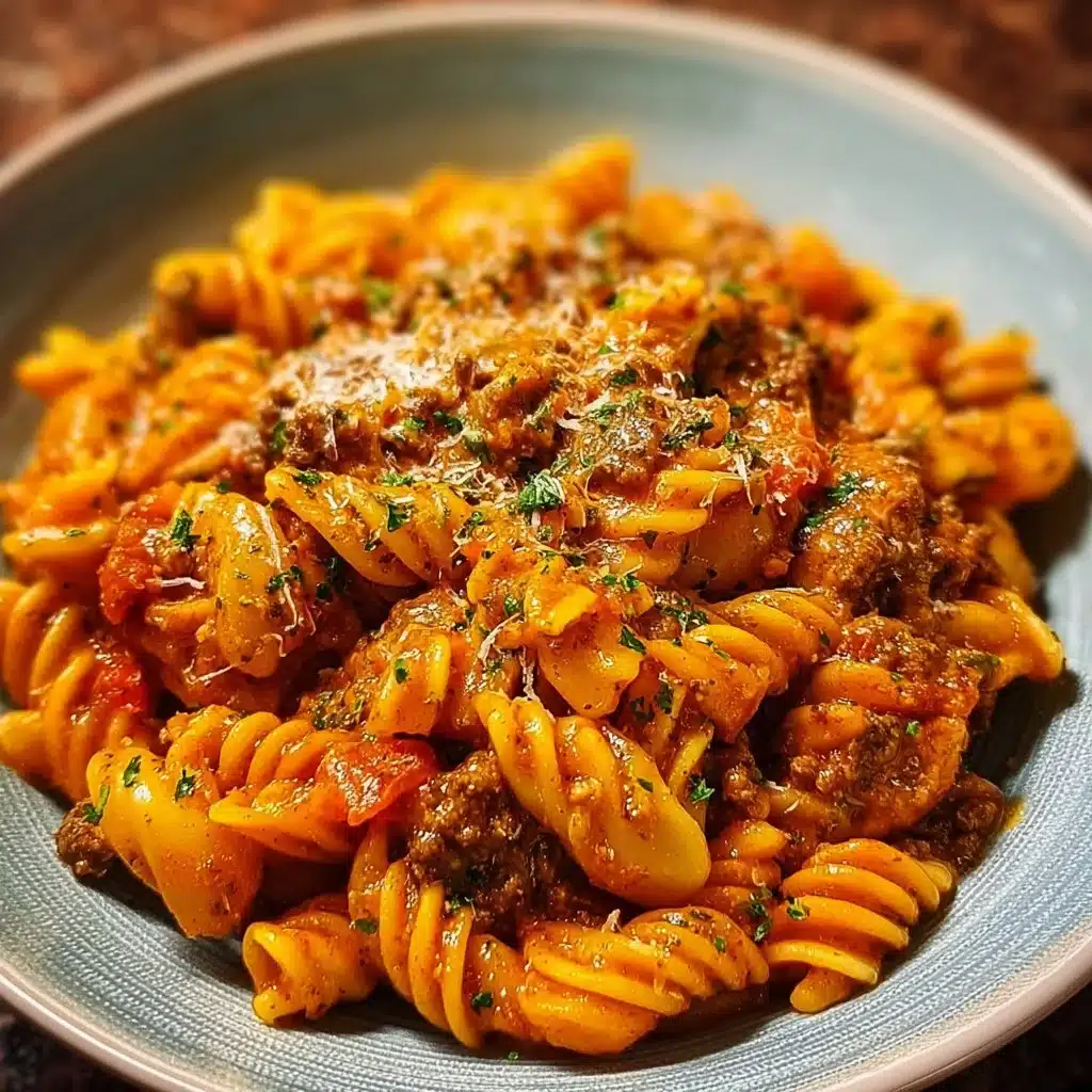 Satisfying beef pasta dish with rich sauce and fresh herbs