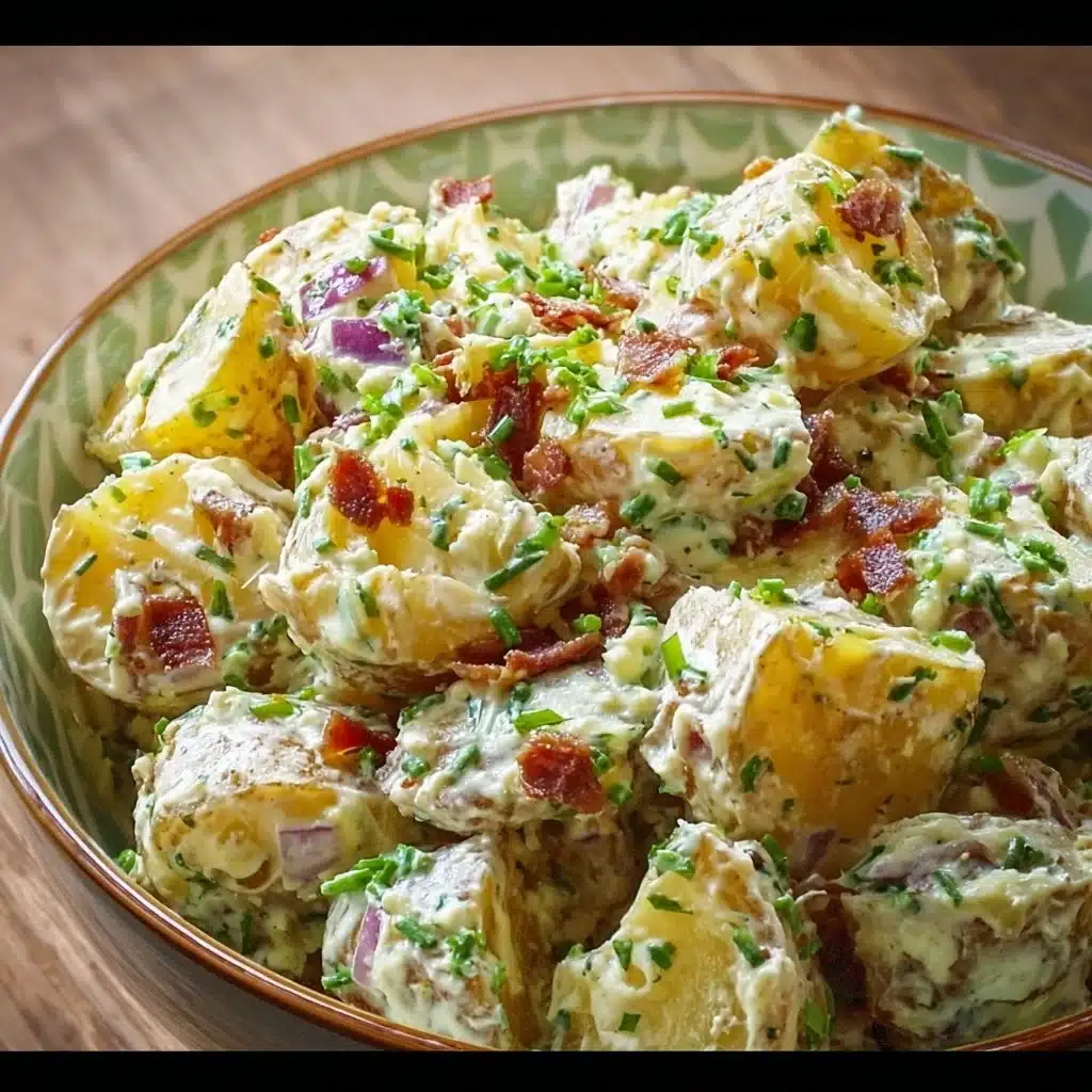 Delicious Steakhouse Potato Salad with creamy dressing and fresh ingredients
