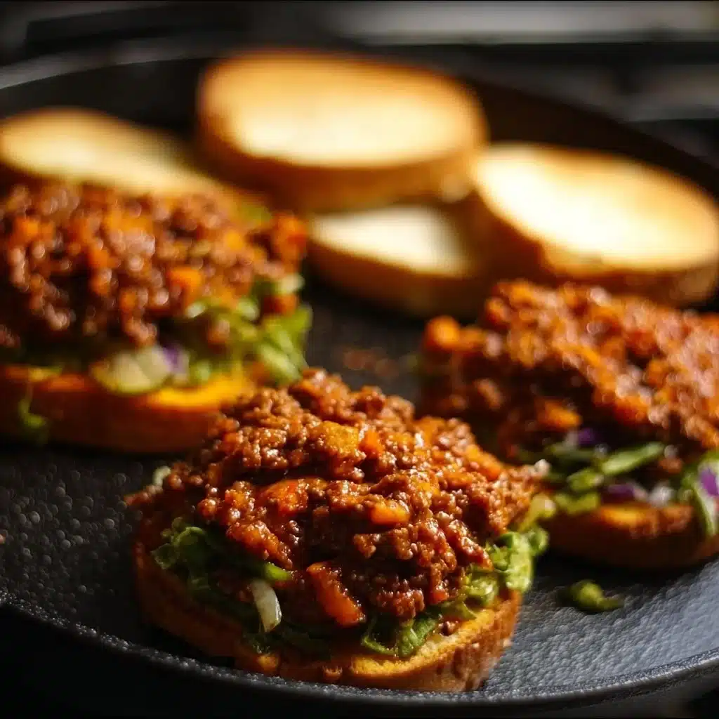 Delicious stovetop Sloppy Joes served on a bun with toppings