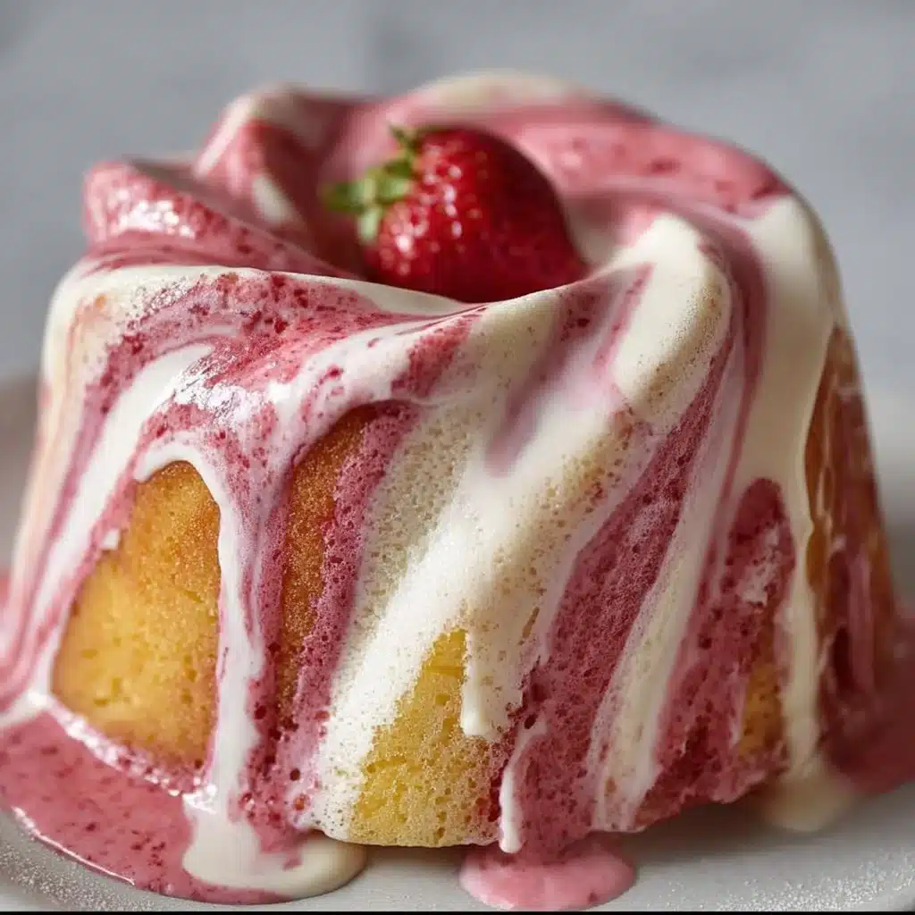 Delicious Strawberry Milkshake Pound Cake with fresh strawberries and cream