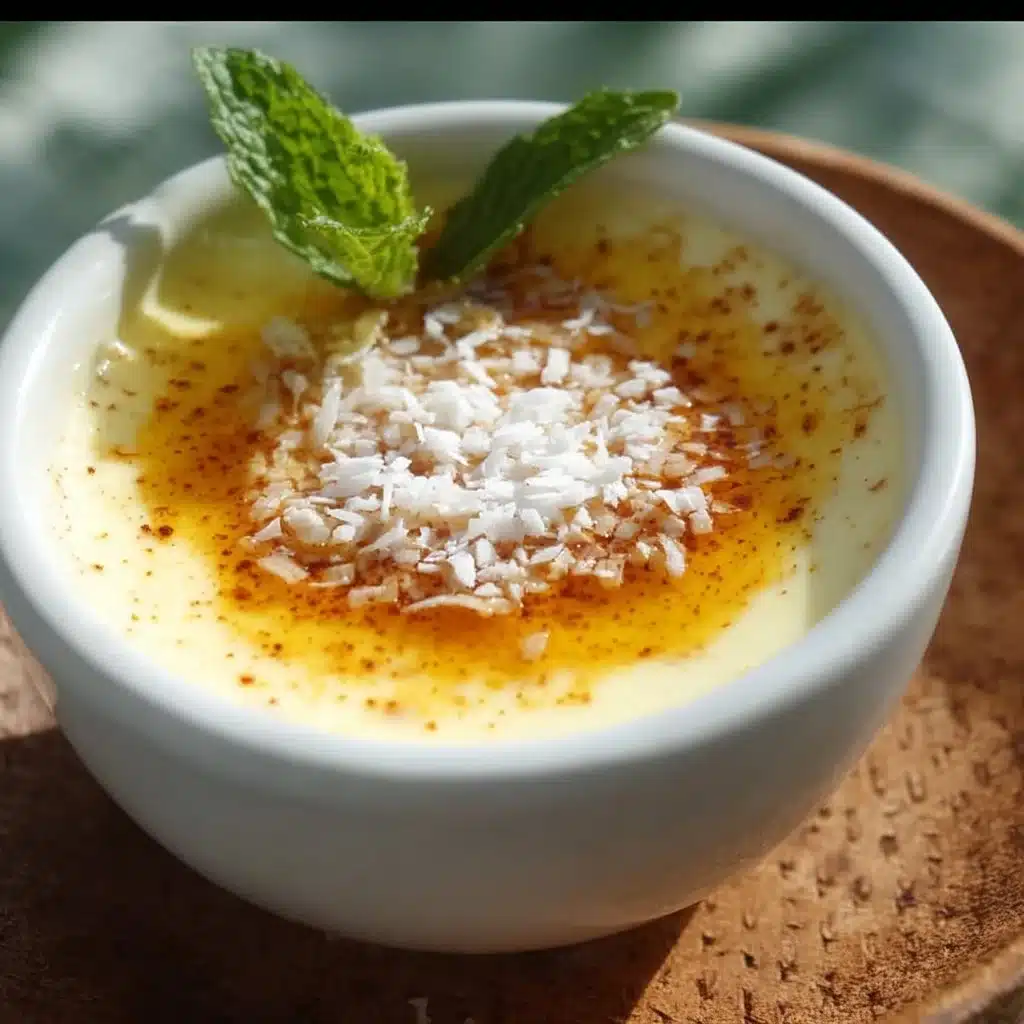 Delicious Thai coconut custard dessert in a traditional serving bowl