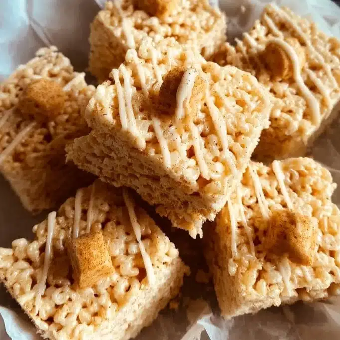 Banana Pudding Rice Krispies Treats served on a plate with banana slices.