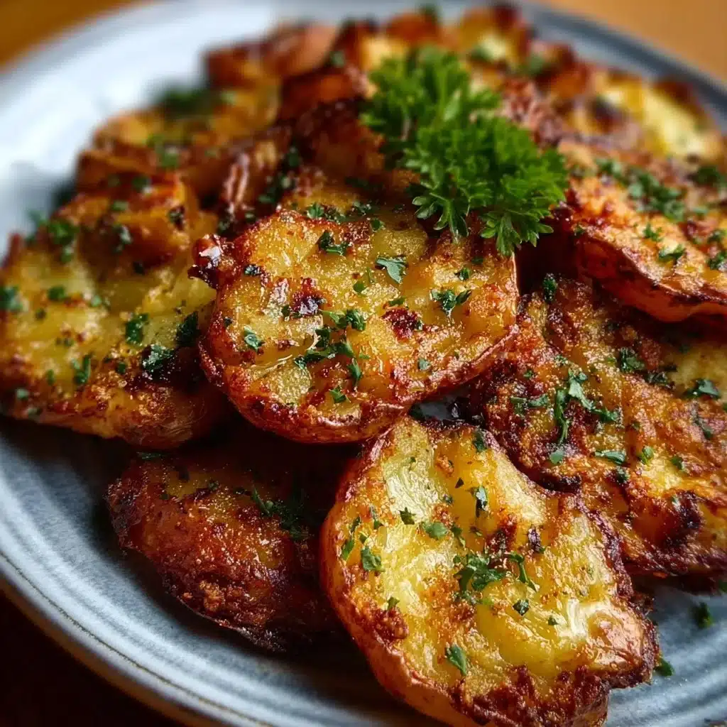 Crispy Smashed Red Potatoes topped with herbs and spices