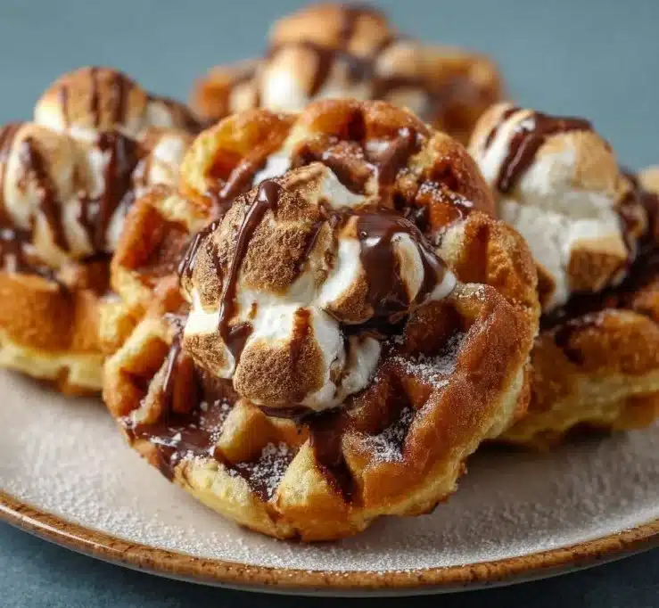 Delicious crispy waffle bomb recipe with toppings