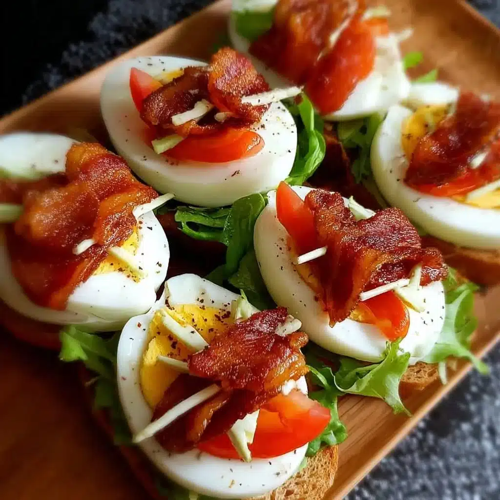 Hard Boiled Egg BLT Bites served on a platter with fresh ingredients