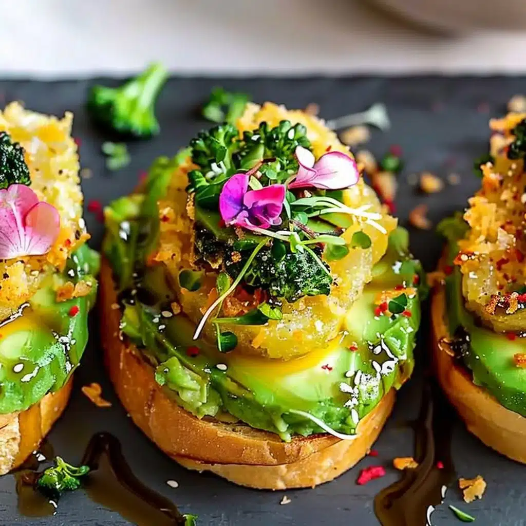 Delicious hash brown avocado toast topped with fresh herbs and spices