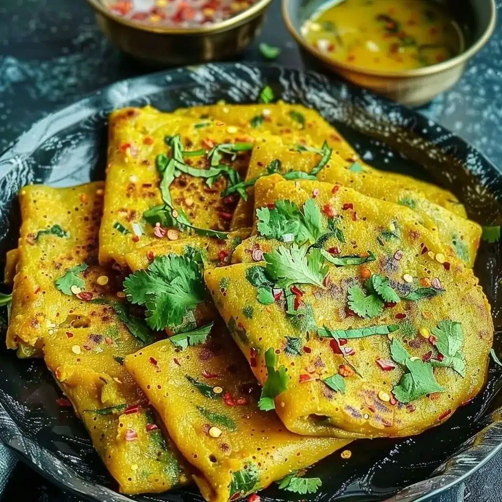 Moong Dal Chilla served on a plate with green chutney
