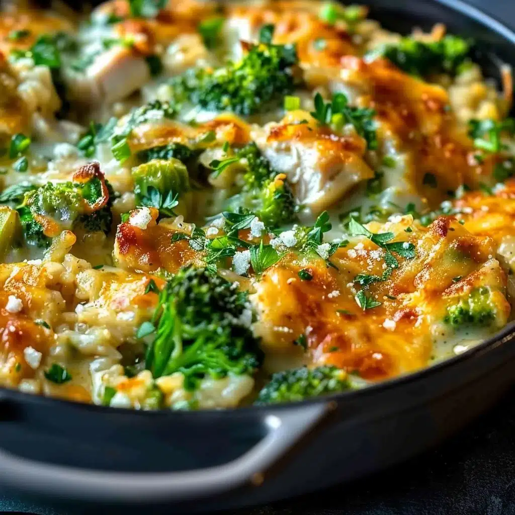 Delicious one-pot chicken broccoli rice casserole served in a bowl