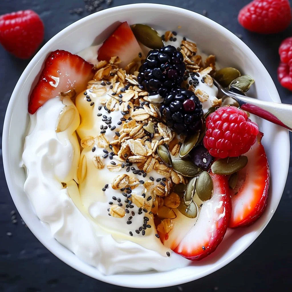 Protein-packed Greek yogurt bowl with fresh fruits and nuts
