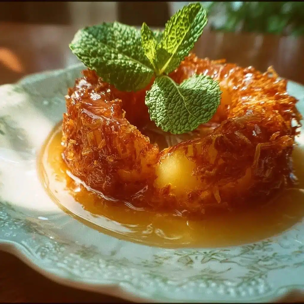 Delicious rum-soaked dessert topped with fruits and cream, ready to enjoy.