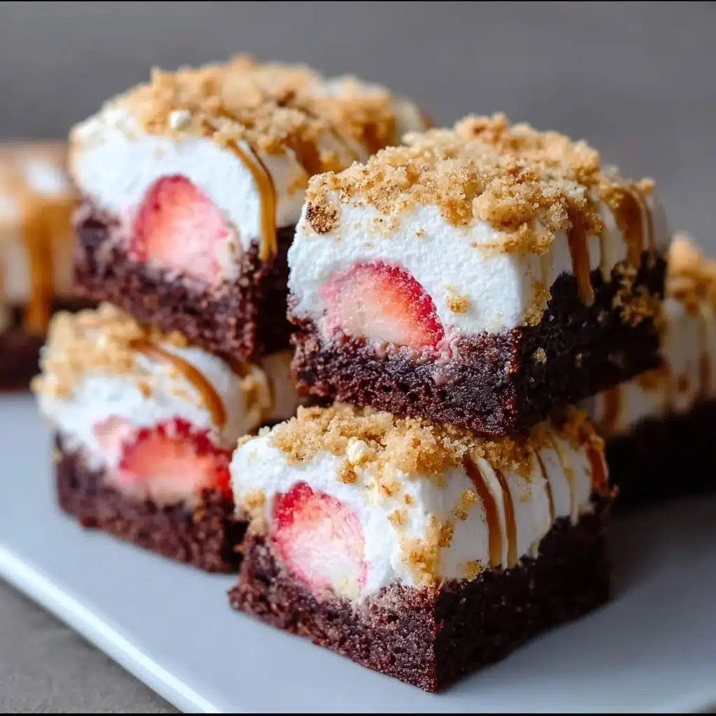 Delicious S'mores Brownies topped with marshmallows and graham crackers