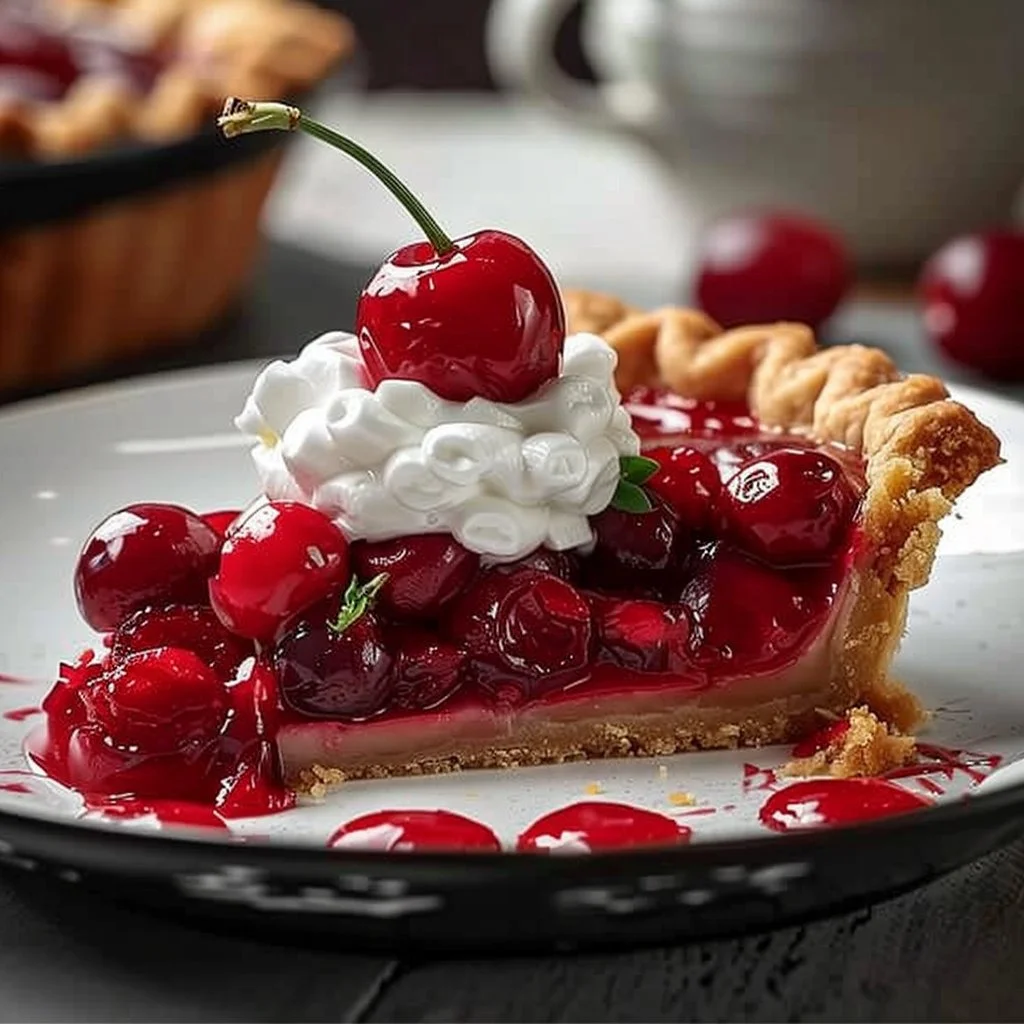 Delicious sour cherry pie with flaky crust and vibrant cherry filling